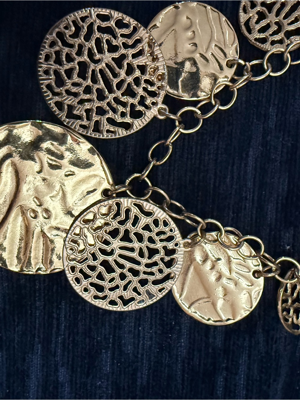 Gold Disc Link Statement Necklace - Women Jewelry